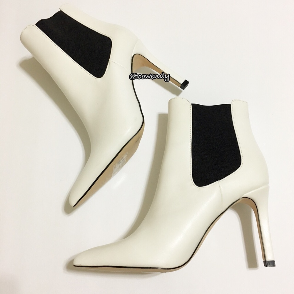 Forever21 Faux Leather Stiletto White Booties